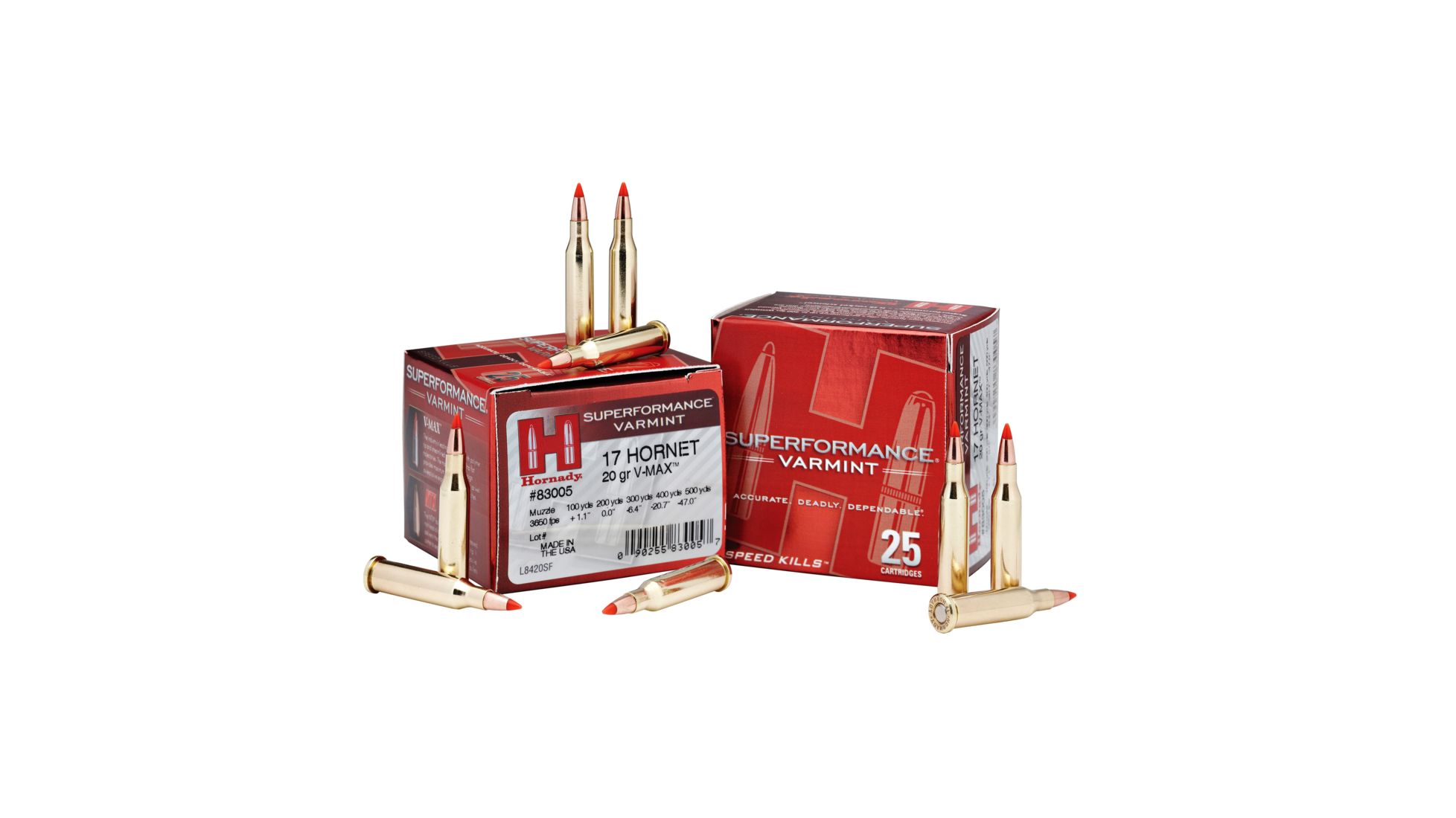 Hornady Superformance Varmint .17 Hornet 20 grain V-Max Brass Cased Centerfire Rifle Ammunition