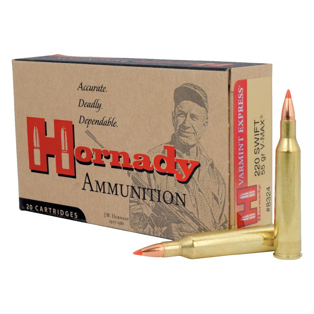 Hornady Varmint Express .220 Swift 55 grain V-Max Centerfire Rifle Ammunition