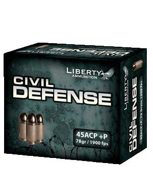Liberty Ammunition Civil Defense .45 ACP +P 78 grain Hollow Point Brass Cased Centerfire Pistol Ammunition