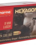 Norma Hexagon 9mm Luger 124 Grain Hexagon Brass Cased Centerfire Pistol Ammunition