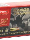 Norma Range Training FMJ 9mm Luger 124 Grain Full Metal Jacket Brass Cased Centerfire Pistol Ammunition