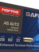 Norma Safeguard .45 ACP 230 Grain Jacketed Hollow Point Brass Cased Centerfire Pistol Ammunition