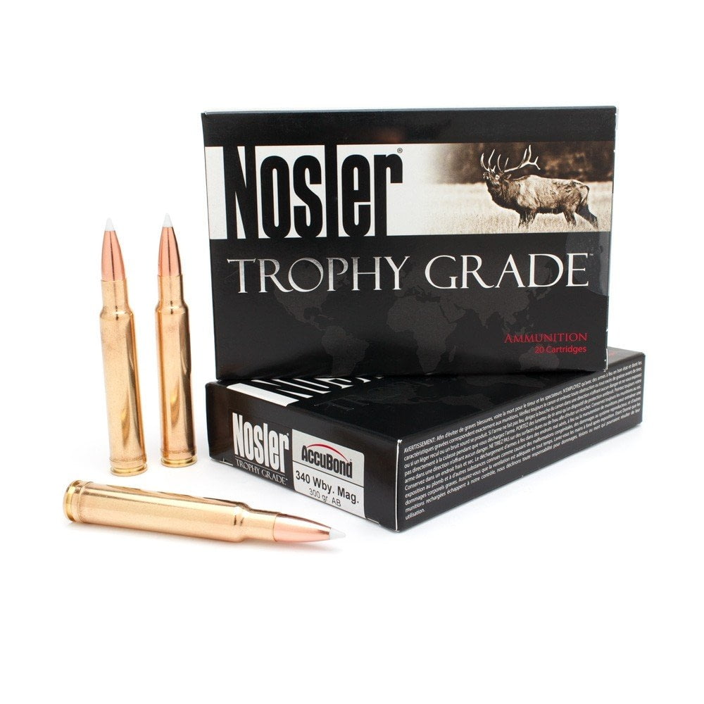 Nosler .340 Weatherby Magnum AccuBond 300 grain Brass Cased Rifle Ammunition