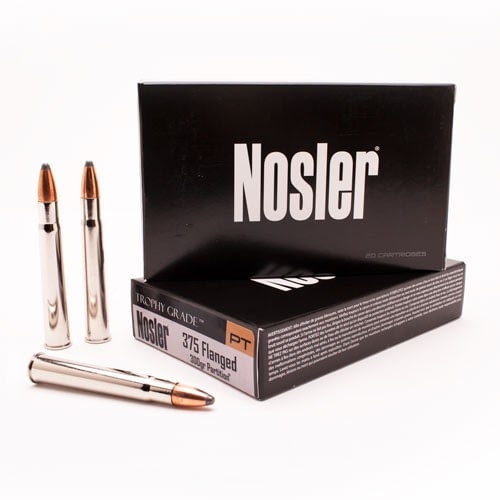 Nosler .375 Flanged Nitro Express Partition 300 grain Nickle Plated Cased Rifle Ammunition