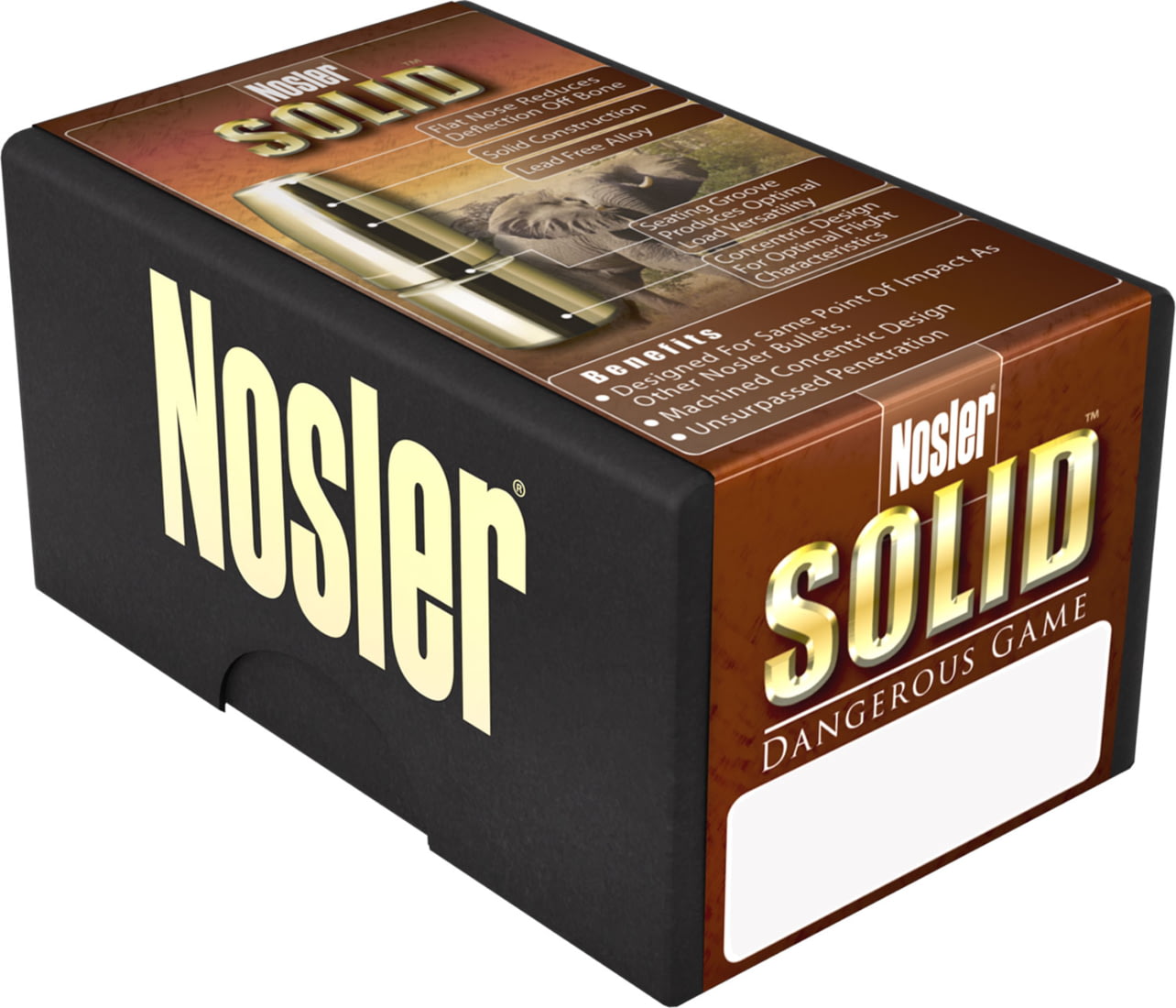 Nosler .458 Lott Solid 500 grain Nickle Plated Cased Rifle Ammunition