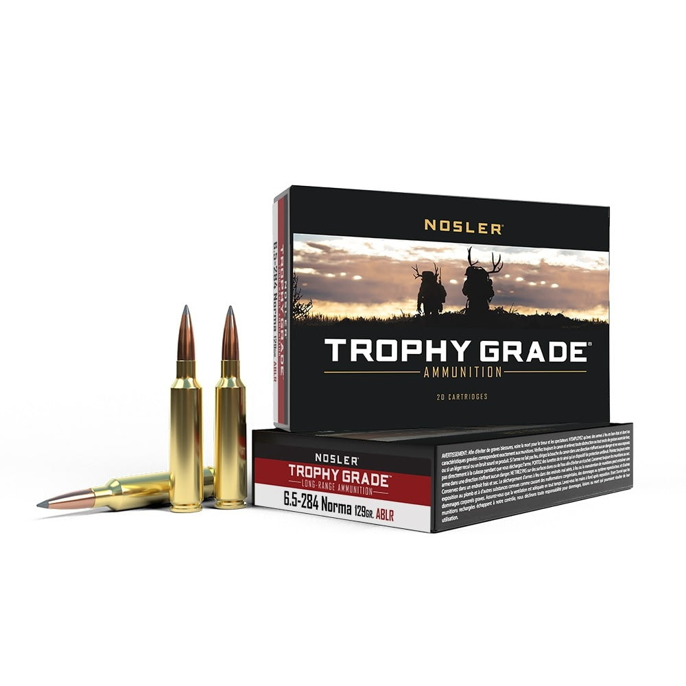 Nosler 6.5-284 Norma Long Range AccuBond 129 grain Brass Cased Rifle Ammunition