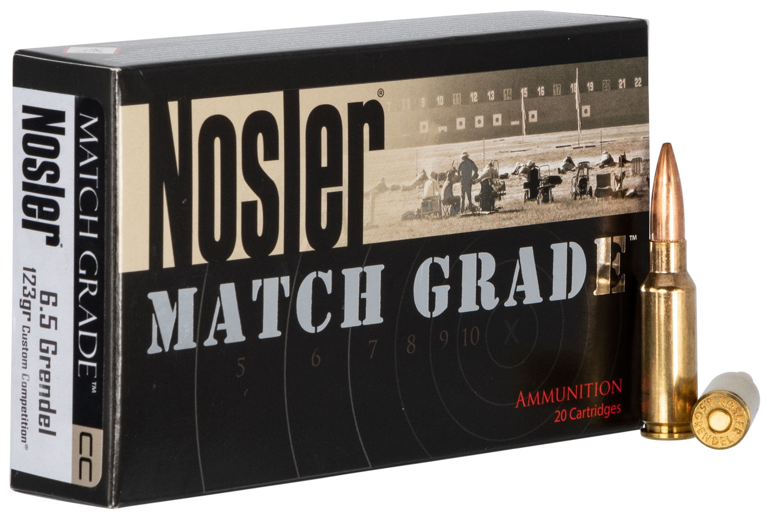 Nosler 6.5mm Grendel Custom Competition 123 grain Brass Cased Rifle Ammunition