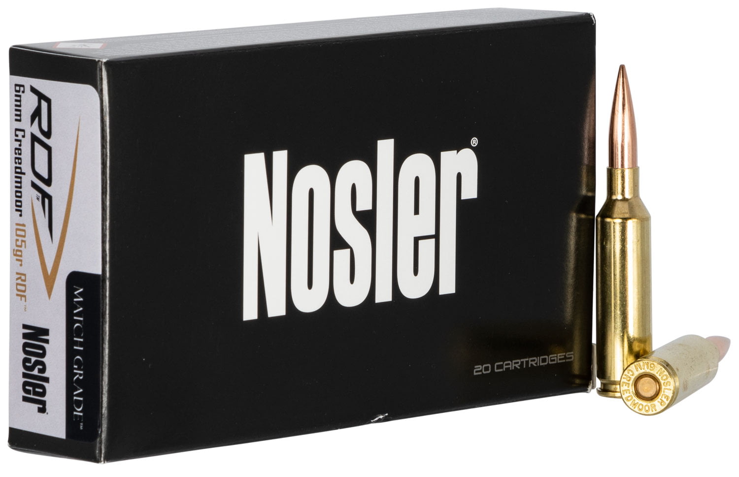 Nosler 6mm Creedmoor Round Nose Flat 105 grain Brass Cased Rifle Ammunition
