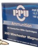 PPU PP3002 Standard Rifle 300 Win Mag 165 Gr Pointed Soft Point Boat Tail (PSPB