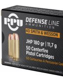 PPU PPD40 Defense 40 S&W 180 Gr Jacketed Hollow Point (JHP) 50 Bx/ 10 Cs