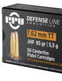 PPU PPD7T Defense 7.62x25mm Tokarev 85 Gr Jacketed Hollow Point (JHP) 50 Bx/ 10