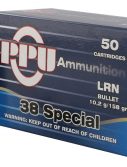 PPU PPH38SL Handgun 38 Special 158 Gr Lead Round Nose (LRN) 50 Bx/ 10 Cs