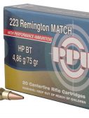 PPU PPM2232 Match 223 Rem 75 Gr Hollow Point Boat Tail (HPBT) 20 Bx/ 50 Cs