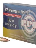 PPU PPM3083 Match 308 Win 175 Gr Full Metal Jacket Boat Tail (FMJBT) 20 Bx/ 10