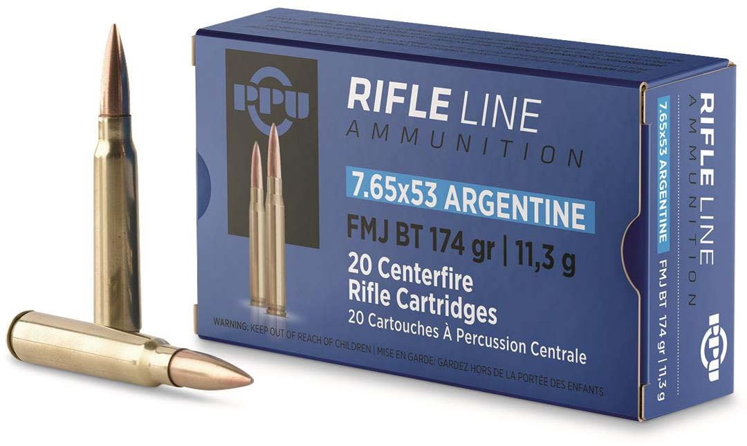 Ppu Ammo 7.65x53 Argentine Mauser 174gr. Fmj 20-pack