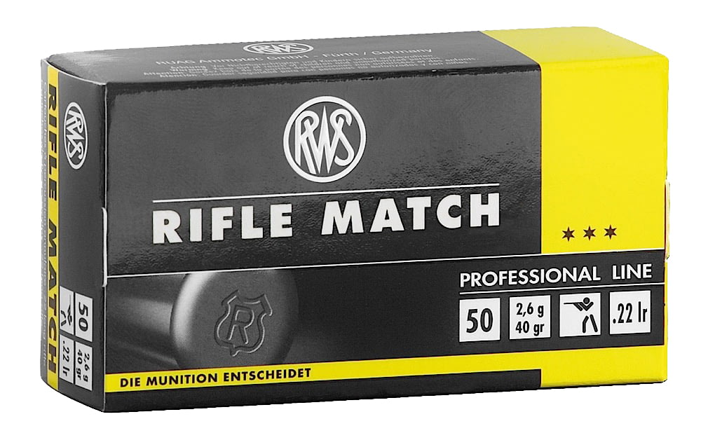 RWS/Umarex 2134225 Rifle Match 22 LR 40 Gr Lead Round Nose (LRN) 50 Bx/ 1 Cs