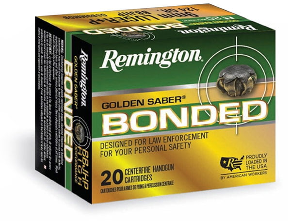 Remington Golden Saber Bonded 9mm Luger 147 Grain Bonded Jacketed Hollow Point Centerfire Pistol Ammunition