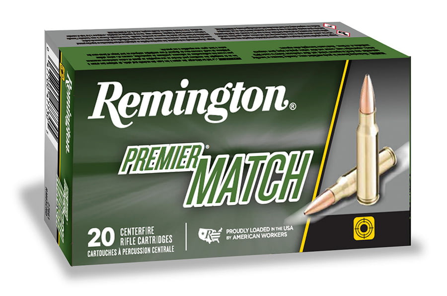 Remington Premier Match .308 Winchester 168 Grain Sierra MatchKing Boat-Tail Hollow Point Centerfire Rifle Ammunition