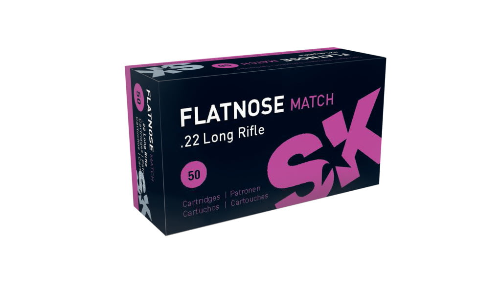 SK Flatnose Match .22 Long Rifle 40 grain Lead Round Nose Brass Cased Rimfire Ammunition