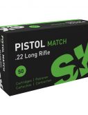 SK Pistol Match .22 Long Rifle 40 grain Lead Round Nose Brass Cased Rimfire Ammunition