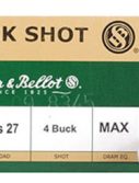 Sellier & Bellot Sb12Bsb Shotgun 12 Gauge 2.75 in 4 Buckshot Centerfire Shotgun Slug Ammo