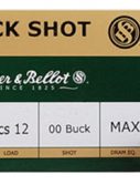 Sellier & Bellot Sb12Bsc Shotgun 12 Gauge 2.75 in 00 Buckshot Centerfire Shotgun Slug Ammo