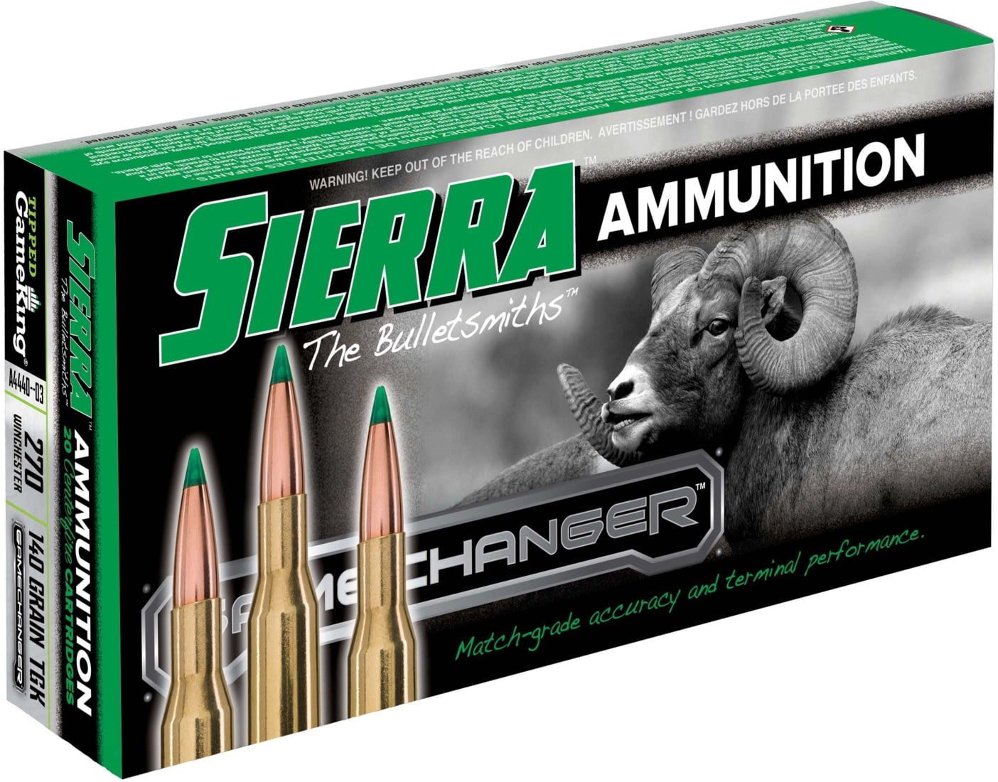 Sierra GameChanger .270 Winchester 140 grain Sierra Tipped GameKing Brass Cased Centerfire Rifle Ammunition
