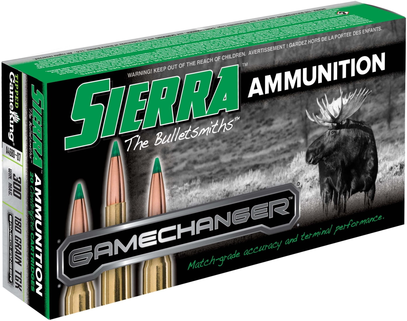 Sierra GameChanger .300 Winchester Magnum 180 grain Sierra Tipped GameKing Brass Cased Centerfire Rifle Ammunition