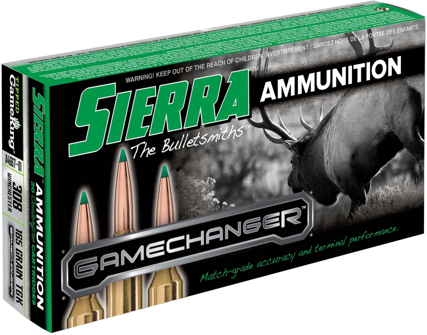 Sierra GameChanger .308 Winchester 165 grain Sierra Tipped GameKing Brass Cased Centerfire Rifle Ammunition