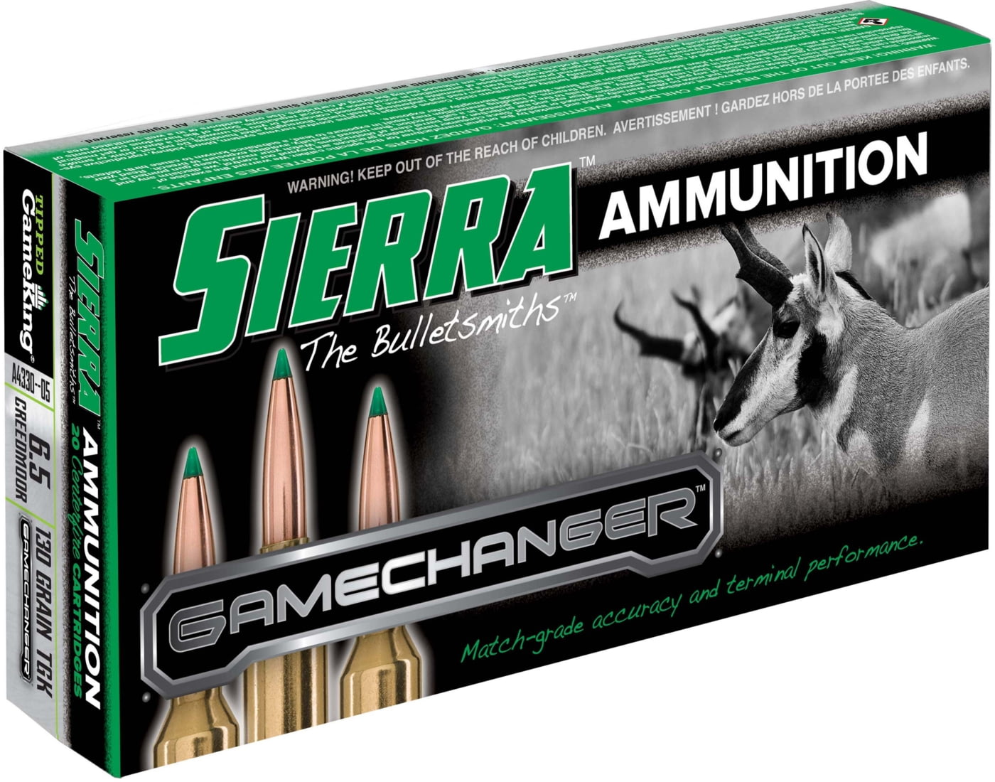 Sierra GameChanger 6.5 Creedmoor 130 grain Sierra Tipped GameKing Brass Cased Centerfire Rifle Ammunition