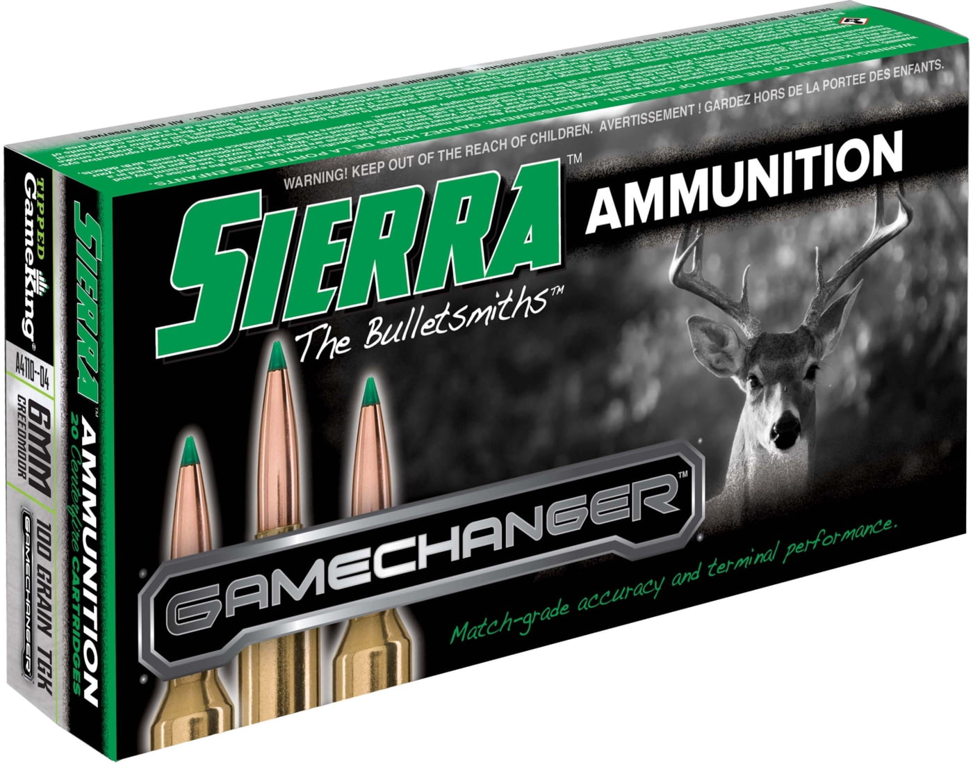 Sierra GameChanger 6mm Creedmoor 100 grain Sierra Tipped GameKing Brass Cased Centerfire Rifle Ammunition