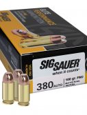 Sig Sauer Elite Performance .380 ACP 100 grain Full Metal Jacket Brass Cased Centerfire Pistol Ammunition