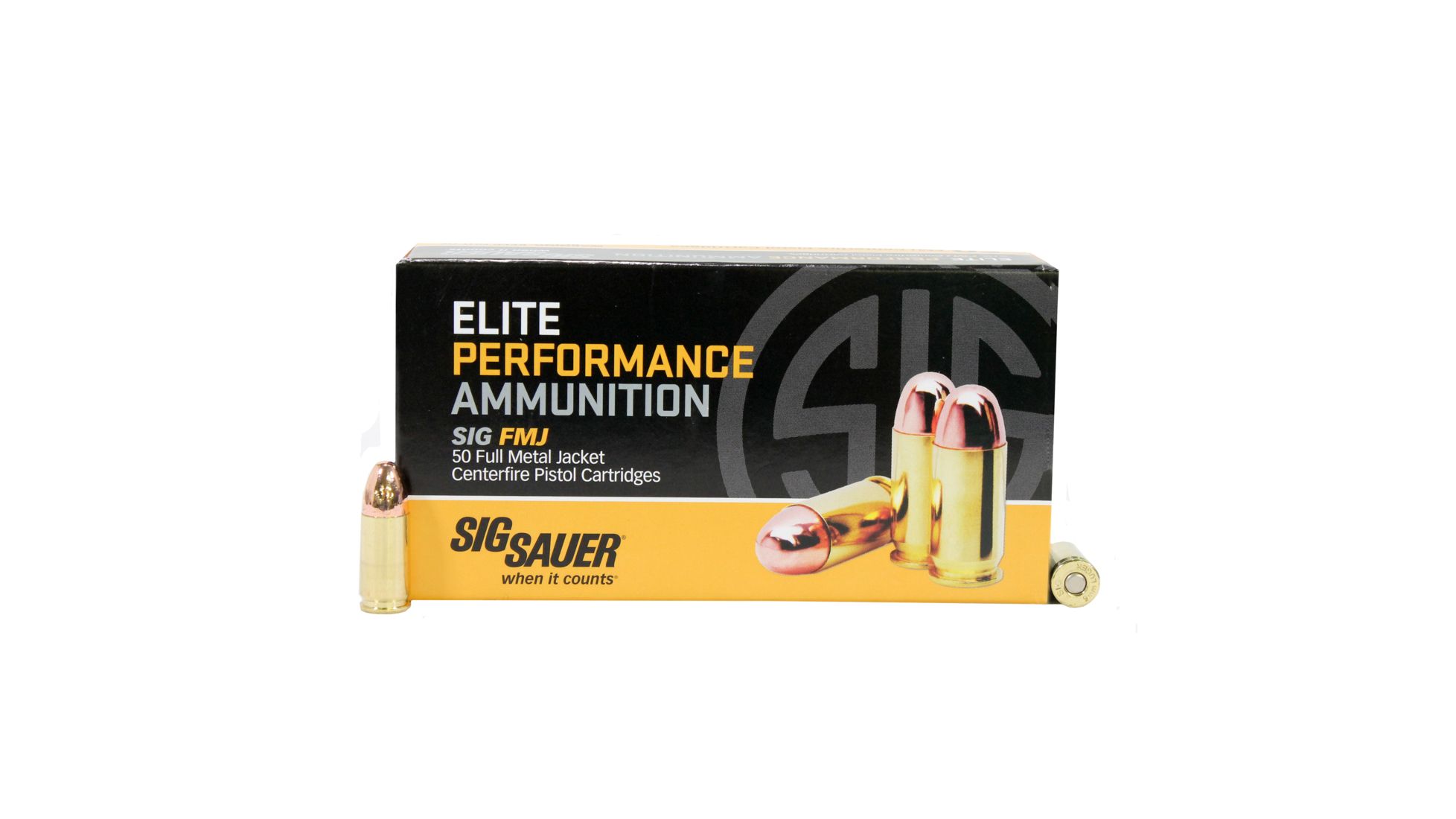 Sig Sauer Elite Performance 9mm Luger 124 grain Full Metal Jacket Brass Cased Centerfire Pistol Ammunition