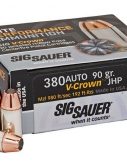 Sig Sauer Elite V-Crown .380 ACP 90 grain Jacketed Hollow Point Brass Cased Centerfire Pistol Ammunition