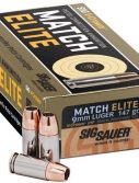 Sig Sauer V-Crown Ammo 9mm Luger 115 grain Jacketed Hollow Point Brass Cased Centerfire Pistol Ammunition