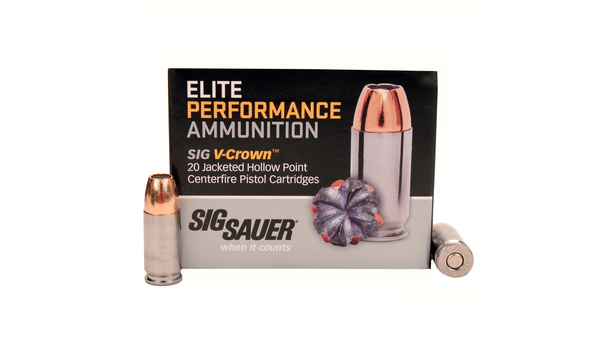 Sig Sauer V-Crown Ammo 9mm Luger 147 grain Jacketed Hollow Point Brass Cased Centerfire Pistol Ammunition