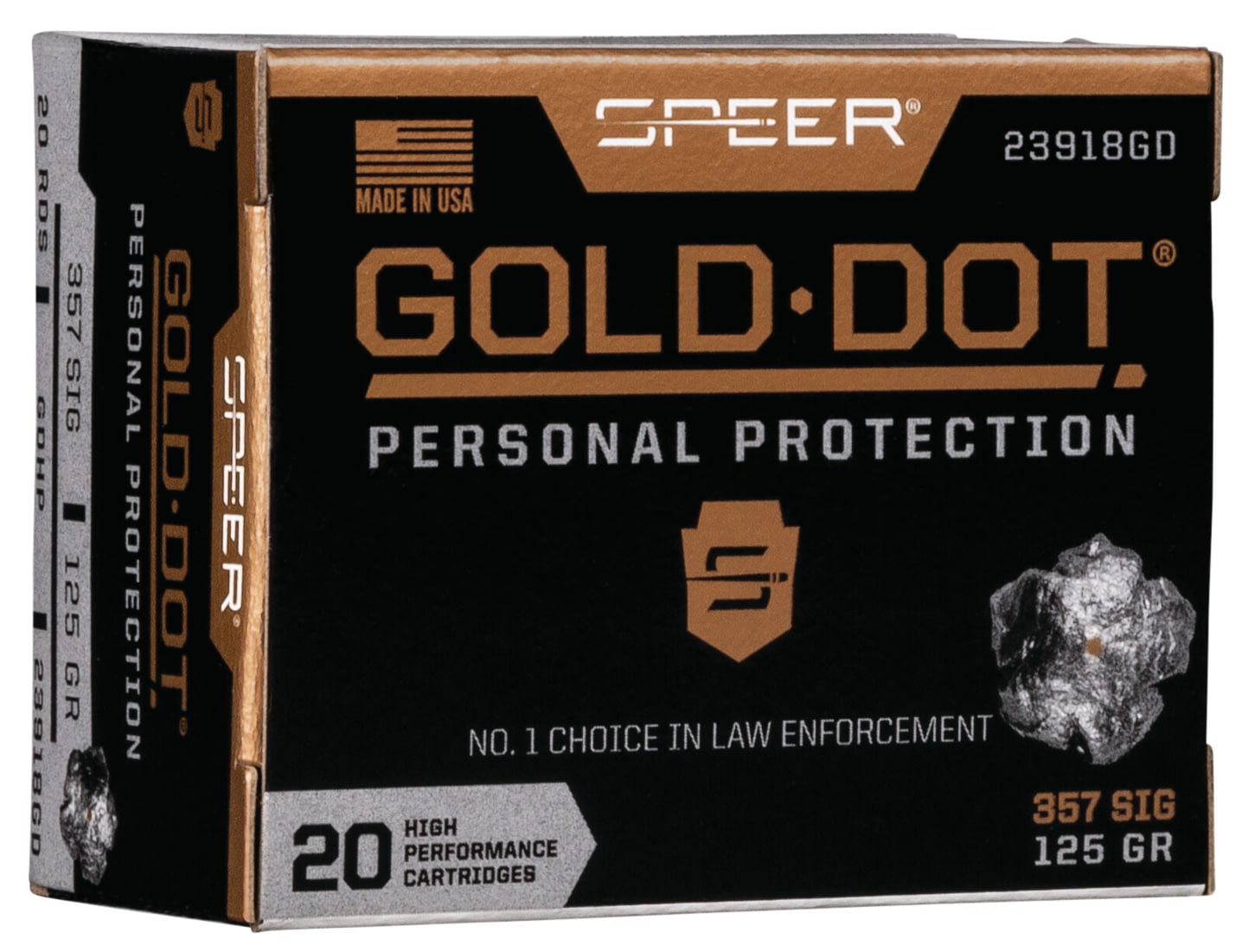 Speer Gold Dot .357 SIG 125 grain Gold Dot Hollow Point Centerfire Pistol Ammunition