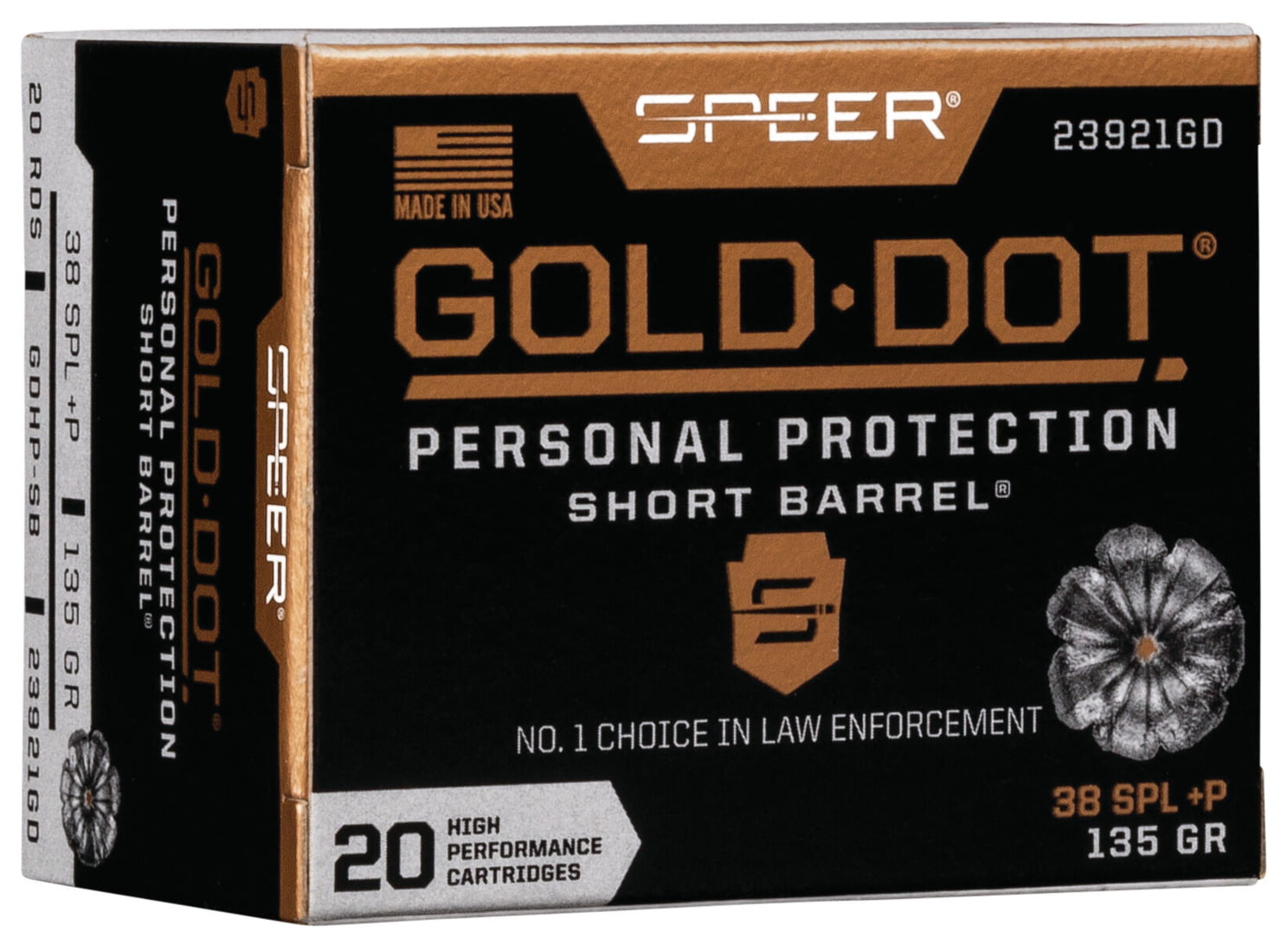 Speer Gold Dot .38 Special +P 135 grain Gold Dot Hollow Point Short Barrel Centerfire Pistol Ammunition