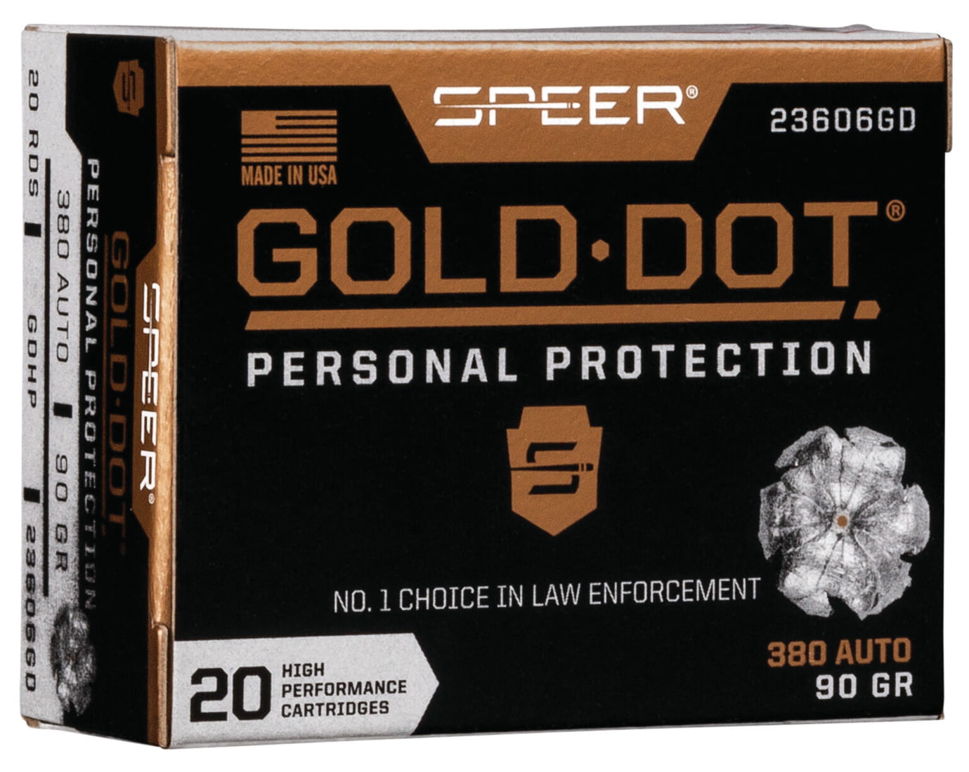 Speer Gold Dot .380 ACP 90 grain Gold Dot Hollow Point Centerfire Pistol Ammunition