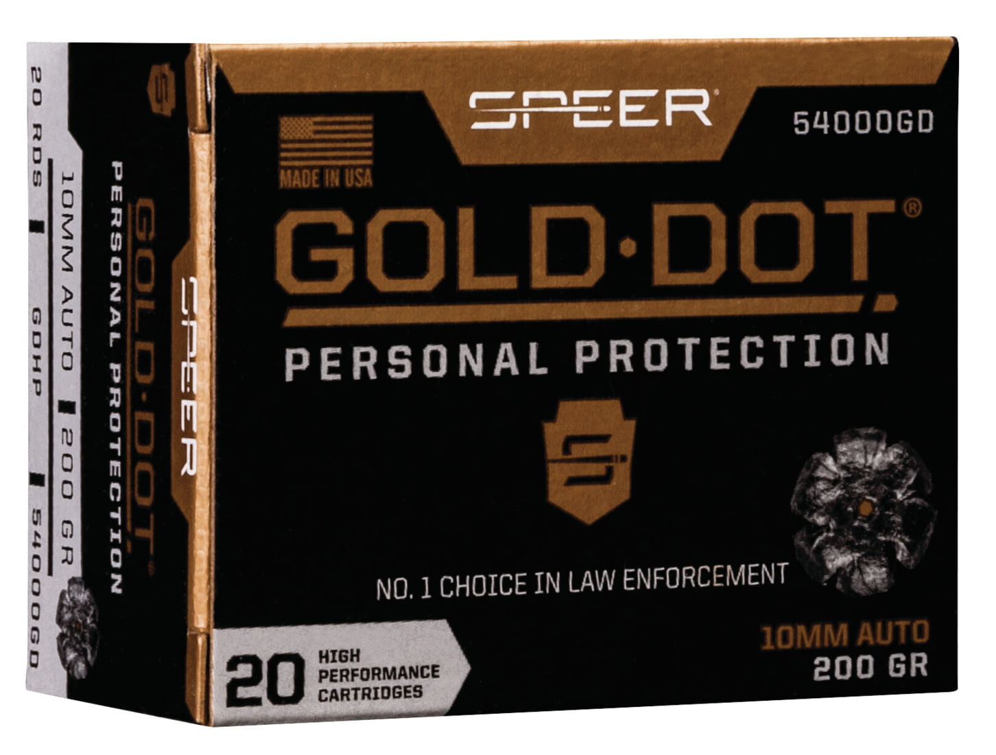 Speer Gold Dot 10mm Auto 200 grain Gold Dot Hollow Point Centerfire Pistol Ammunition