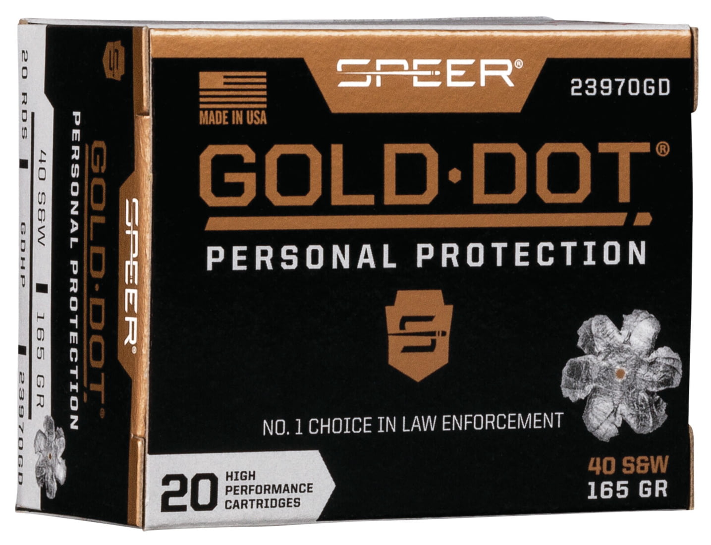 Speer Gold Dot Handgun Personal Protection .40 S&W 165 grain Gold Dot Hollow Point Centerfire Pistol Ammunition