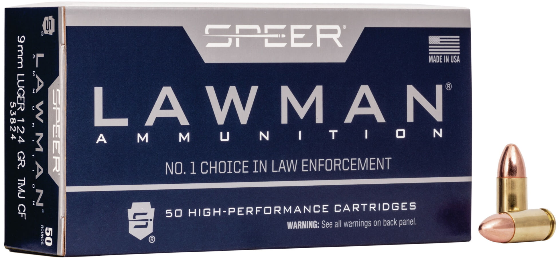 Speer Lawman Handgun CleanFire Training 9mm Luger 124 grain Total Metal Jacket Centerfire Pistol Ammunition