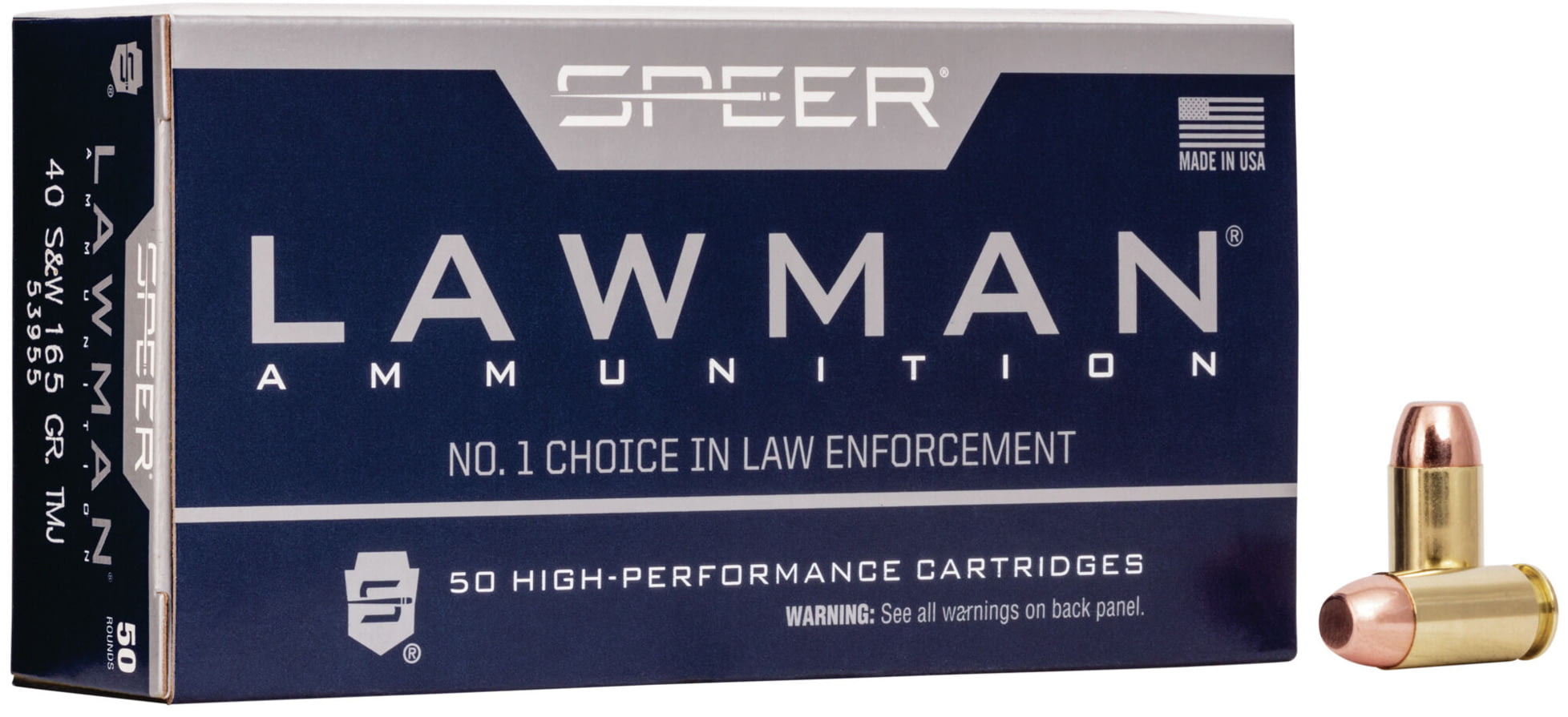 Speer Lawman Handgun Training .40 S&W 165 grain Total Metal Jacket Centerfire Pistol Ammunition
