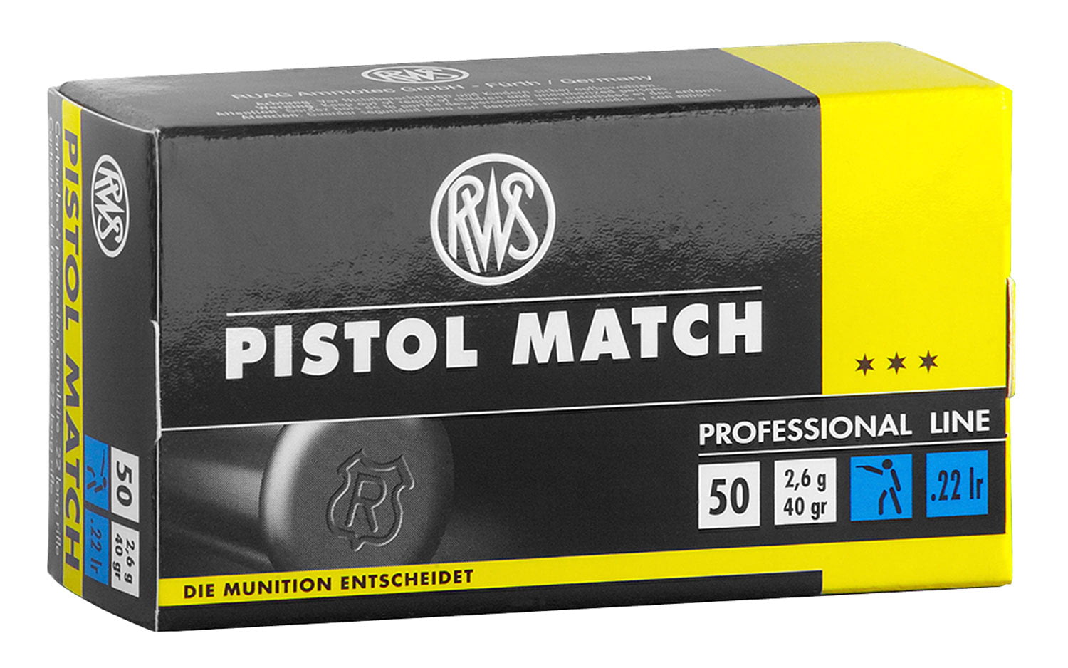 Walther Arms 2132443 Pistol Match 22 LR 40 Gr Lead Round Nose (LRN) 50 Bx/ 1 Cs