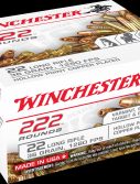 Winchester 222 .22 Long Rifle 36 grain Copper Plated Hollow Point Rimfire Ammunition