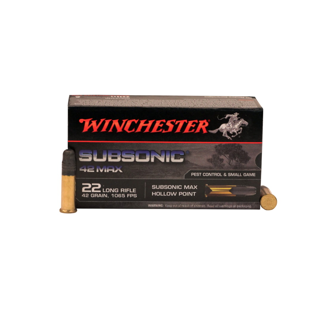 Winchester 42 MAX .22 Long Rifle 42 grain SubSonic Hollow Point Brass Cased Rimfire Ammunition