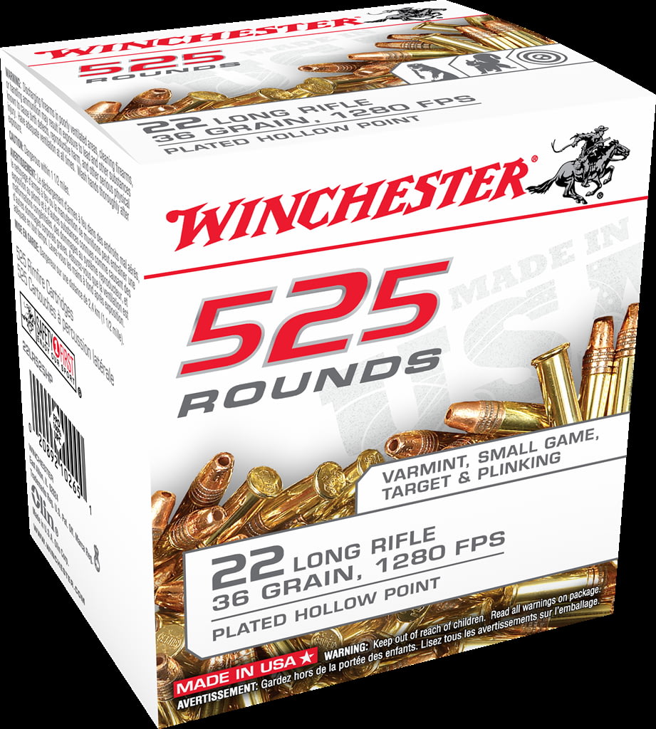 Winchester 525 .22 Long Rifle 36 grain Copper Plated Hollow Point Rimfire Ammunition