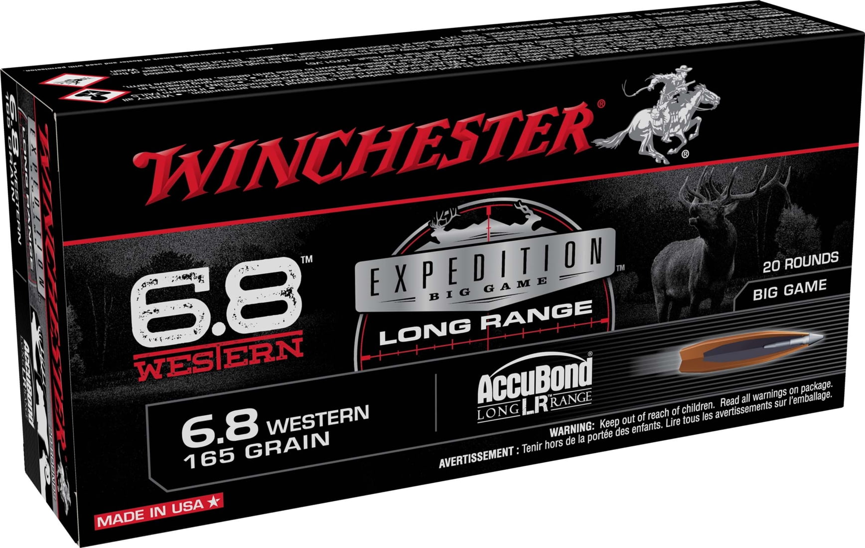 Winchester AccuBond LR 6.8 Western 165 gr. Centerfire Rifle Ammunition