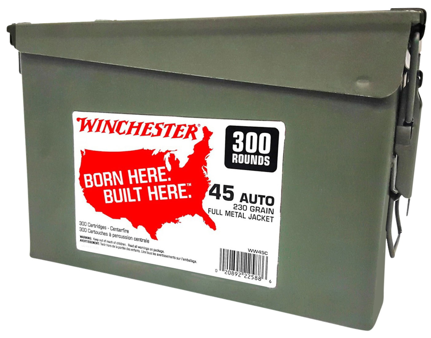 Winchester Ammo WW45C USA 45 ACP 230 Gr Full Metal Jacket (FMJ) 300 Can/ 2 Cs