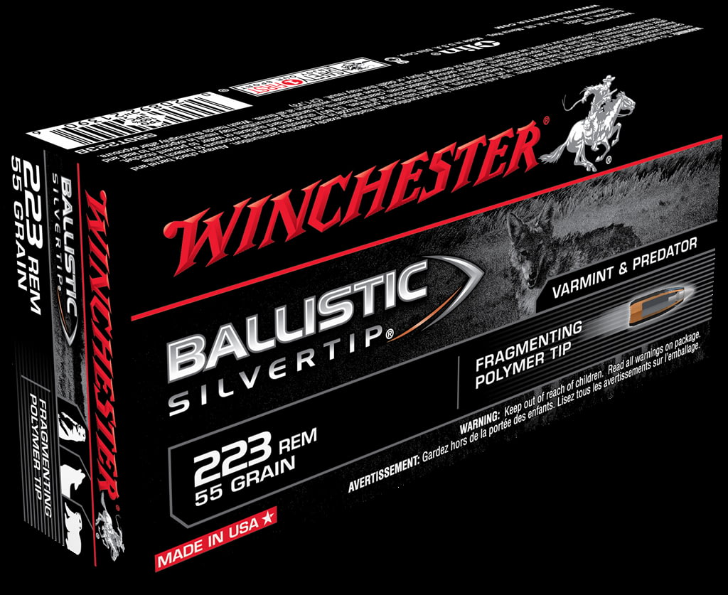 Winchester BALLISTIC SILVERTIP .223 Remington 55 grain Fragmenting Polymer Tip Brass Cased Centerfire Rifle Ammunition